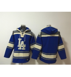 Men Los Angeles Dodgers Blank Blue Ageless Must Have Lace Up Pullover Hoodie