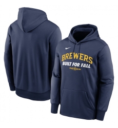 Men Milwaukee Brewers Navy Postseason Collection Therma Fleece Hoodie
