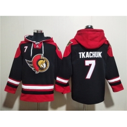 Men Ottawa Senators 7 Brady Tkachuk Black Ageless Must Have Lace Up Pullover Hoodie