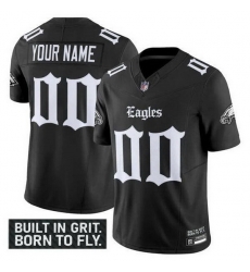 Men Women Youth Philadelphia Eagles Active Player Custom Black 2025 F U S E   27Gothic Philly Edition 27 Vapor Limited Stitched Football Jersey