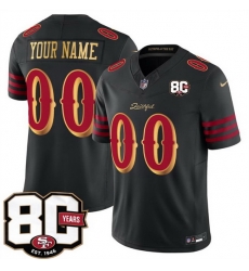 Men San Francisco 49ers Active Player Custom Black 80th Anniversary Patch  Rivalries  2026 F U S E  Vapor Untouchabl Limited Stitched Football Jersey