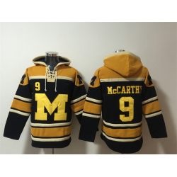 Men Michigan Wolverines 9 J J  McCarthy Black Yellow Ageless Must Have Lace Up Pullover Hoodie