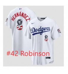 Men Los Angeles Dodgers 42 Jackie Robinson White USA 250 Fourth of July Home Stitched Baseball Jersey