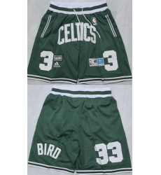 Men Boston Celtics 33 Larry Bird Green Shorts  