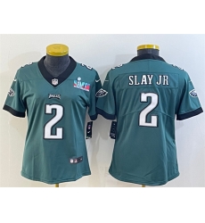 Women Philadelphia Eagles 2 Darius Slay Jr  Green Super Bowl LVII PatchVapor Untouchable Limited Stitched Football Jersey