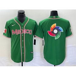 Men Mexico Baseball 2023 Green World Baseball Classic Team Big Logo Stitched Jersey 1