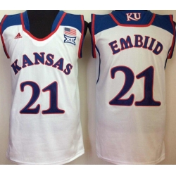 Mens Ncaa Nba Kansas Jayhawks #21 Embiid White Jersey