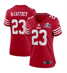 Women San Francisco 49ers 23 Christian McCaffrey Red 2023 F U S E  Vapor Untouchable Limited Stitched Football 2024 Super Bowl LVIII Jersey