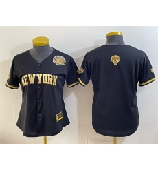 Women New York Knicks Blank Black Gold 2026 Finals   Eastern Conference Champions Patch Stitched Baseball Jersey