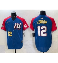 Men National League 12 Francisco Lindor Blue Red Alternate 2025 All Star Edition Limited Stitched Baseball Jersey Men National League 12 Francisco Lindor Blue Red Alternate 2025 All Star Edition Limited Stitched Baseball Jersey