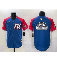 Men National League Colorado Rockies Team Big Logo Blue Red Alternate 2025 All Star Edition Limited Stitched Baseball Jersey Men National League Colorado Rockies Team Big Logo Blue Red Alternate 2025 All Star Edition Limited Stitched Baseball Jersey