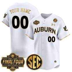 Men Women Youth Auburn Tigers 2025 Final Four Patch Vapor Baseball Custom Jersey All Stitched White Gold
