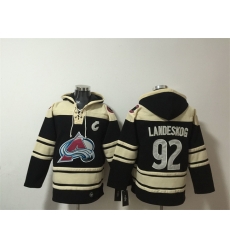 Men Colorado Avalanche  92 Gabriel Landeskog Black All Stitched Sweatshirt Hoodie