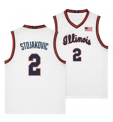 Men Illinois Fighting Illini  2 Andrej Stojakovic White Stitched Basketball Jersey