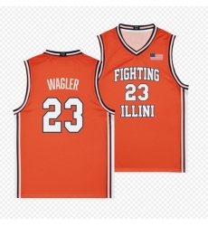 Men Illinois Fighting Illini  Keaton Wagler Orange Stitched Basketball Jersey