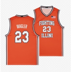 Men Illinois Fighting Illini  Keaton Wagler Orange Stitched Basketball Jersey