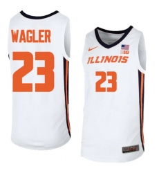 Men's #23 Keaton Wagler Illinois Fighting Illini College Basketball Jersey White Alternate