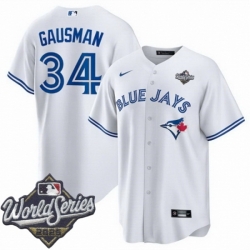 Men Toronto Blue Jays 34 Kevin Gausman White Home Cool Base Stitched Baseball Jersey