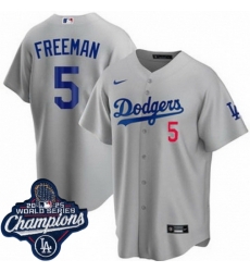 Men Los Angeles Dodgers 5 Freddie Freeman Cool Base 2025 World Champions Stitched Baseball Jersey Gray Men Los Angeles Dodgers 5 Freddie Freeman Cool Base 2025 World Champions Stitched Baseball Jersey Gray