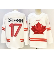 Men Canada Hockey #17 Macklin Celebrini White Stitched Jersey Men Canada Hockey #17 Macklin Celebrini White Stitched Jersey