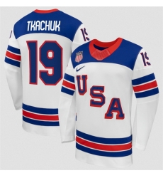 Men USA 19 Matthew Tkachuk White 2026 Stitched Jersey Men USA 19 Matthew Tkachuk White 2026 Stitched Jersey