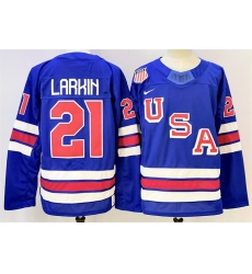 Men USA 21 Dylan Larkin Royal 2025 2026 Stitched Jersey Men USA 21 Dylan Larkin Royal 2025 2026 Stitched Jersey