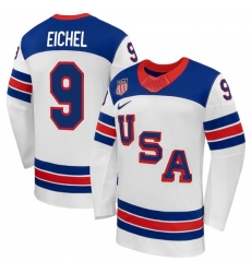 Men USA 9 Jack Eichel White 2026 Stitched Jersey Men USA 9 Jack Eichel White 2026 Stitched Jersey