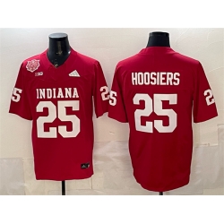 Men Indiana Hoosiers 25 Hoosiers Red F U S E  2025 National Champions Patch Stitched Football Jersey