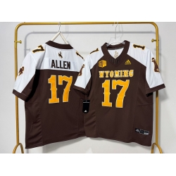 Men Wyoming Cowboys 17 Josh Allen Brown White Thanksgiving Retro Stitched Jersey