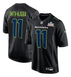 Men Seattle Seahawks 11 Jaxon Smith Njigba Black 2025 Super Bowl LX Patch Carbon Fashion Stitched Game Jersey