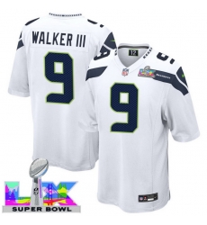 Men Women Youth Seattle Seahawks #9 Kenneth Walker III 2025 2026 Super Bowl LX F U S E Stitched NFL Jersey White