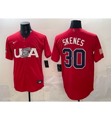 Men USA Baseball 30 Paul Skenes Red World Baseball Classic Stitched Jersey