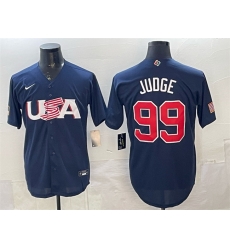 Men USA Baseball 99 Aaron Judge 2023 Navy World Baseball Classic Stitched Jersey