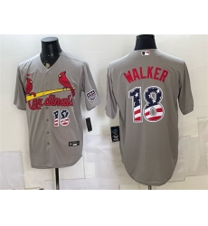 Men St Louis Cardinals 18 Jordan Walker Grey USA 250 Fourth of July Stitched Baseball Jersey Men St Louis Cardinals 18 Jordan Walker Grey USA 250 Fourth of July Stitched Baseball Jersey