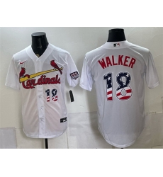 Men St Louis Cardinals 18 Jordan Walker White USA 250 Fourth of July Stitched Baseball Jersey Men St Louis Cardinals 18 Jordan Walker White USA 250 Fourth of July Stitched Baseball Jersey