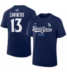 Men Tampa Bay Rays  13 Junior Caminero Navy 2026 World Series Big   Tall Name   Number T Shirt