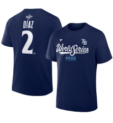 Men Tampa Bay Rays  2 Yandy D%%C3%%ADaz Navy 2026 World Series Big   Tall Name   Number T Shirt