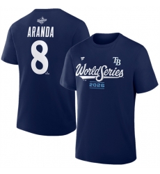 Men Tampa Bay Rays  8 Jonathan Aranda Navy 2026 World Series Name   Number T Shirt