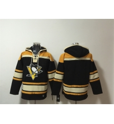 Men Pittsburgh Penguins Blank Black Lace Up Pullover Hoodie