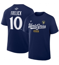 Men Milwaukee Brewers  10 Sal Frelick Navy 2026 World Series Name   Number T Shirt